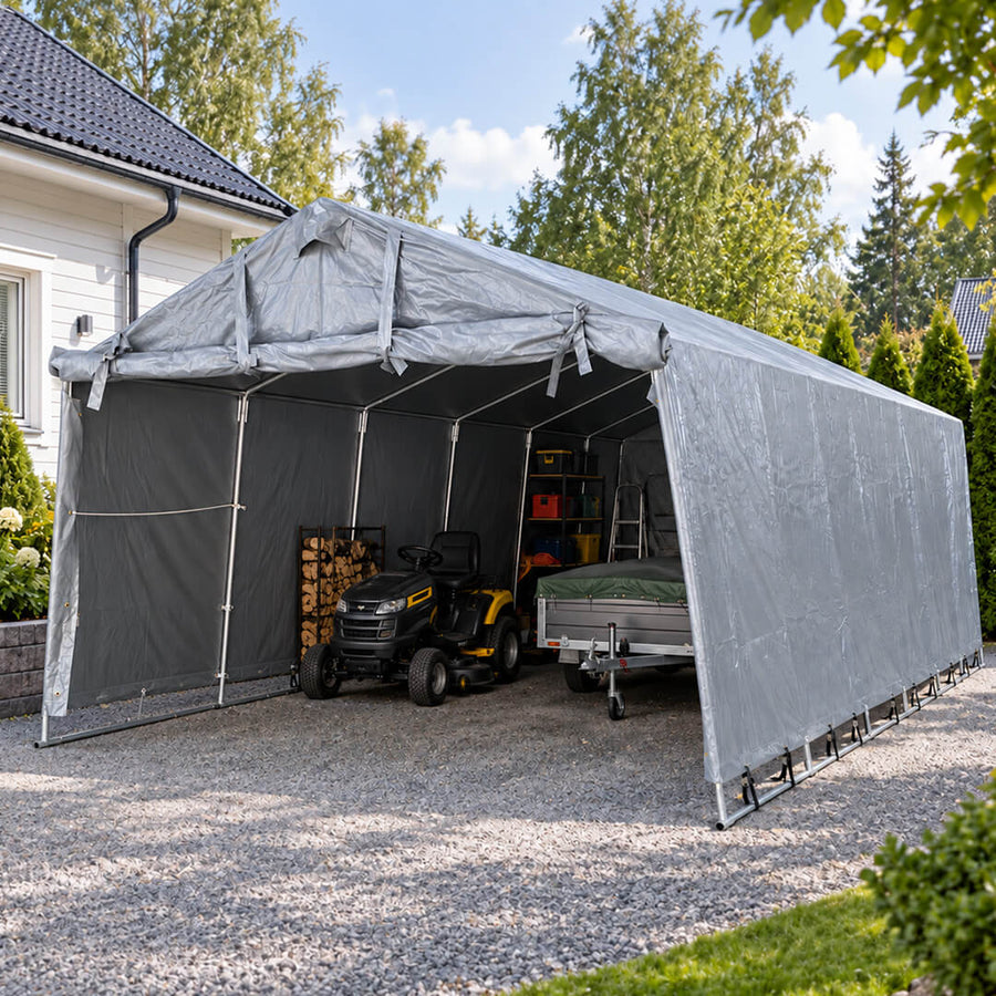 Pressutalli 3,4 × 7 m – 500 g PVC, tummanharmaa