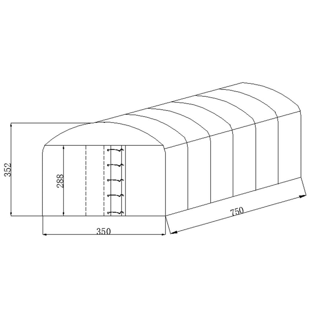 Pressutalli 3,5 × 7,5 × 3,5 m – 500 g PVC, ovaaliputkirunko