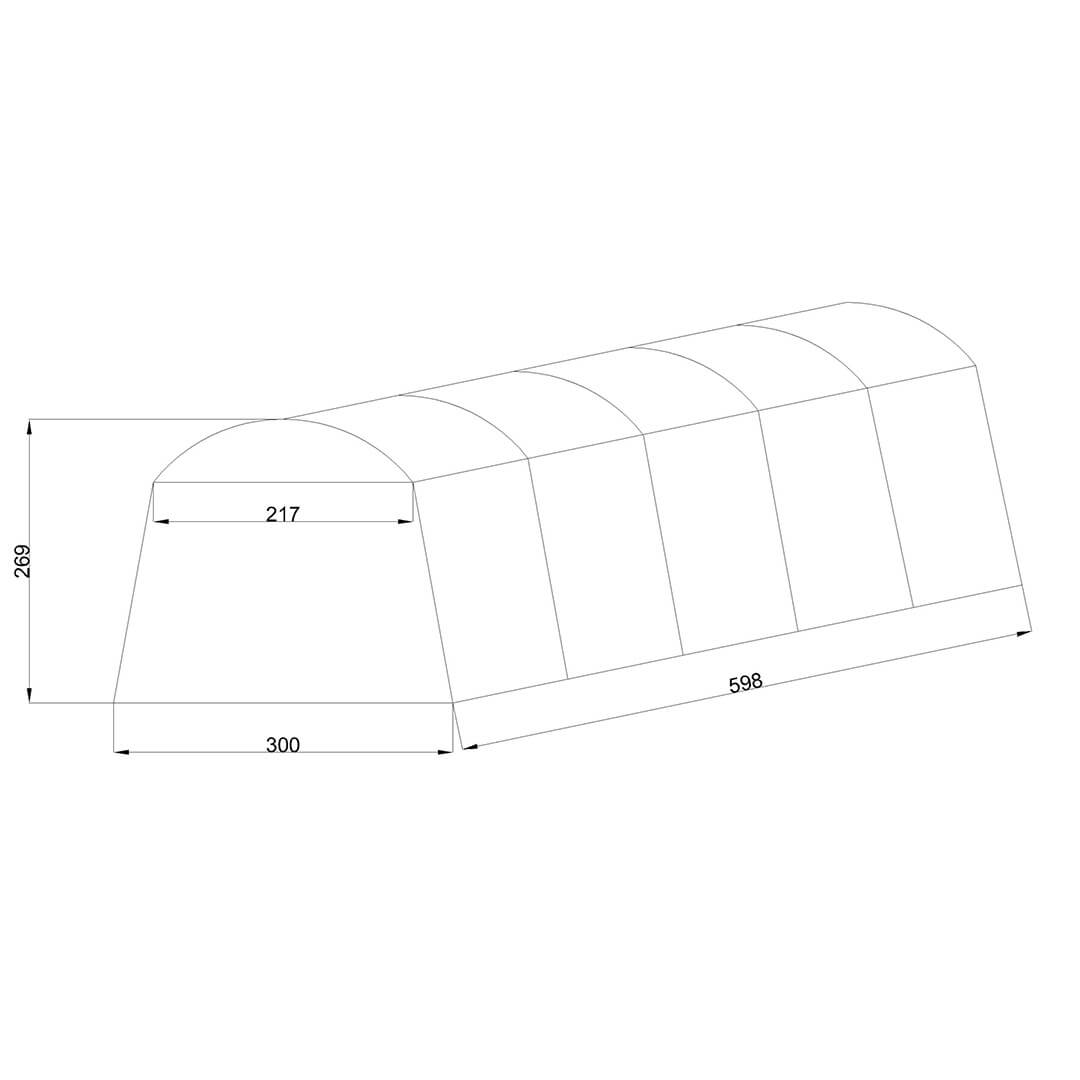Pressutalli 3 × 6 m – 500 g PVC, ovaaliputkirunko