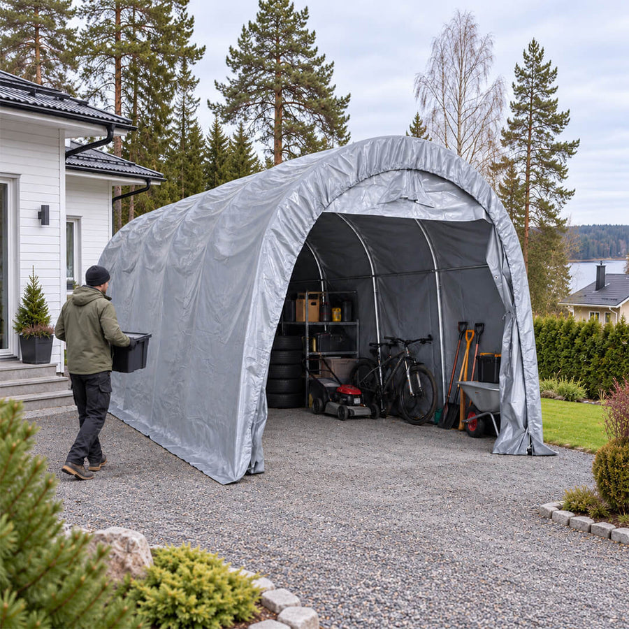 Pressutalli 3 × 6 m – 500 g PVC, ovaaliputkirunko