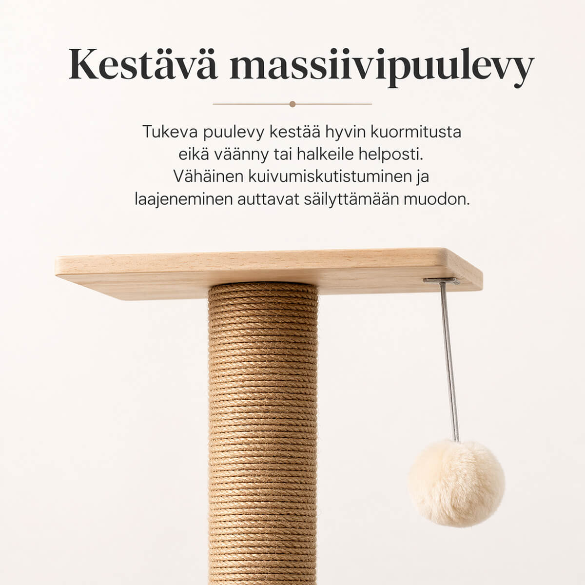 Kattklätterträd i trä 65 cm, med hus och klösstolpar