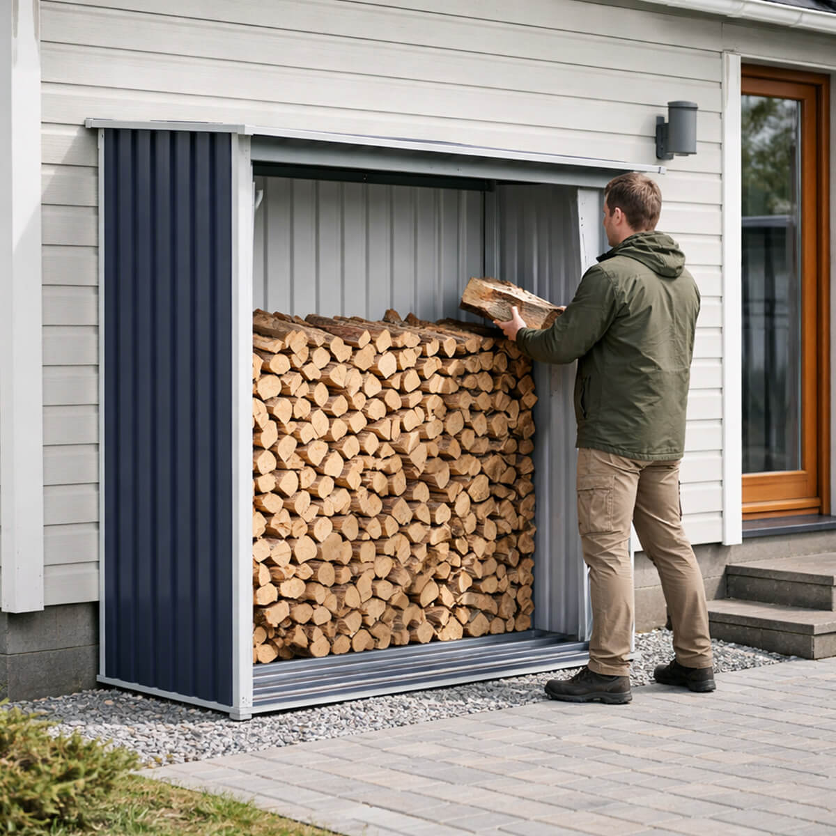 Puukatos 182 x 75 x 160 cm – 2,19 m³, galvanoitu teräs