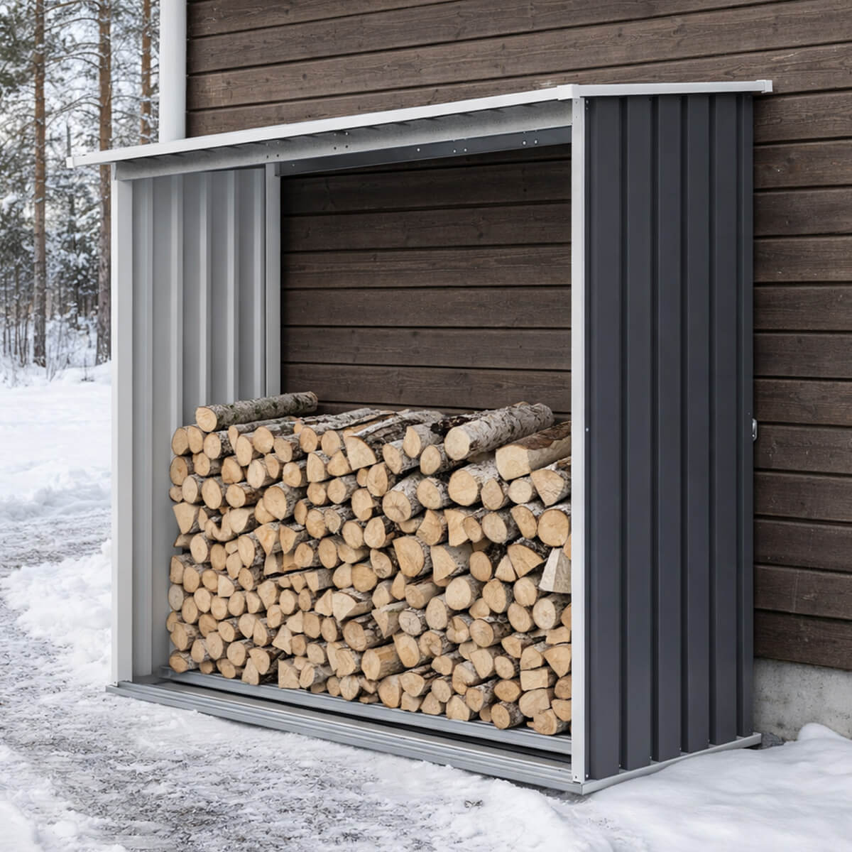 Puukatos 182 x 75 x 160 cm – 2,19 m³, galvanoitu teräs