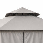 Paviljonki 360 x 360 cm – pyöreä, kaksikerroksinen katto, sivuverhot, harmaa