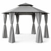 Paviljonki 360 x 360 cm – pyöreä, kaksikerroksinen katto, sivuverhot, harmaa
