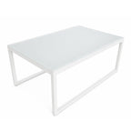 Puutarhapöytä 90 x 60 cm – 5 mm karkaistu lasi, teräsrunko, valkoinen