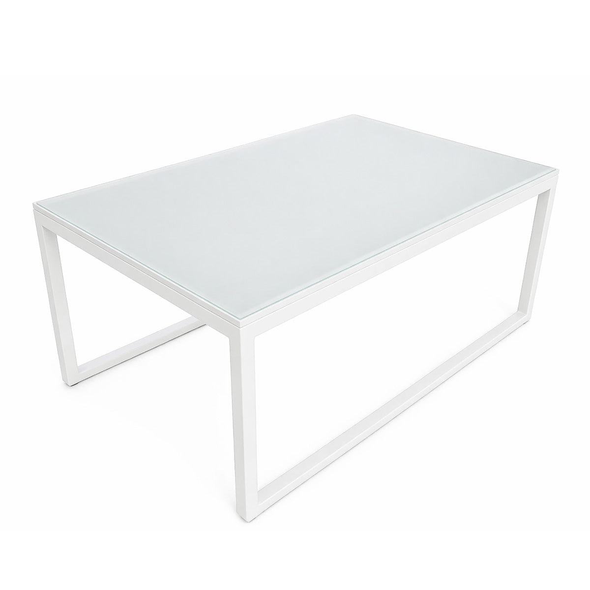 Puutarhapöytä 90 x 60 cm – 5 mm karkaistu lasi, teräsrunko, valkoinen