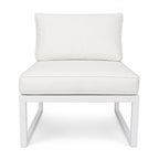 Trädgårdsstol 60 x 75 cm – utan armstöd, 10 cm stoppning, stålram, vit/ljusbeige