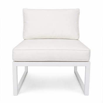 Trädgårdsstol 60 x 75 cm – utan armstöd, 10 cm stoppning, stålram, vit/ljusbeige