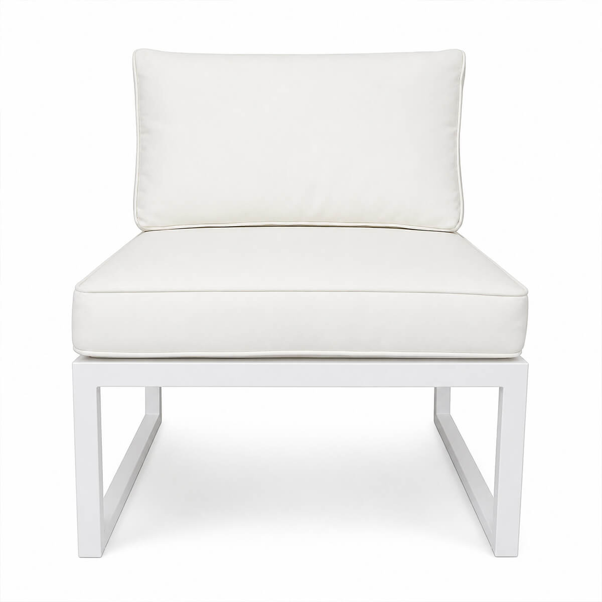 Puutarhatuoli 60 x 75 cm – käsinojaton, 10 cm pehmuste, teräsrunko, valkoinen/vaalea beige