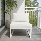 Trädgårdsstol 60 x 75 cm – utan armstöd, 10 cm stoppning, stålram, vit/ljusbeige