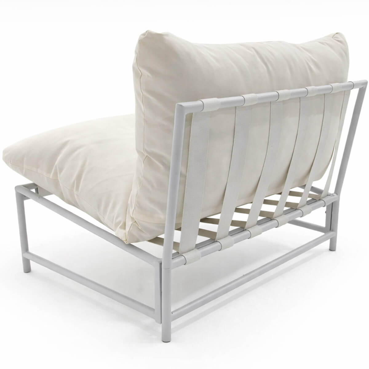 Trädgårdsstol AINO 80 x 70 x 60 cm – 10 cm stoppning, stålram, vit/beige