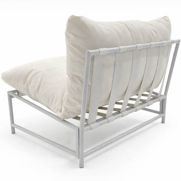 Trädgårdsstol AINO 80 x 70 x 60 cm – 10 cm stoppning, stålram, vit/beige