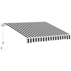 Käsikäyttöinen nivelvarsimarkiisi, 3,95 x 2,45 m, sininen/valkoinen