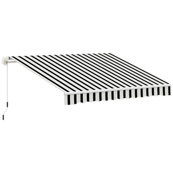 Käsikäyttöinen nivelvarsimarkiisi, 3,95 x 2,45 m, sininen/valkoinen