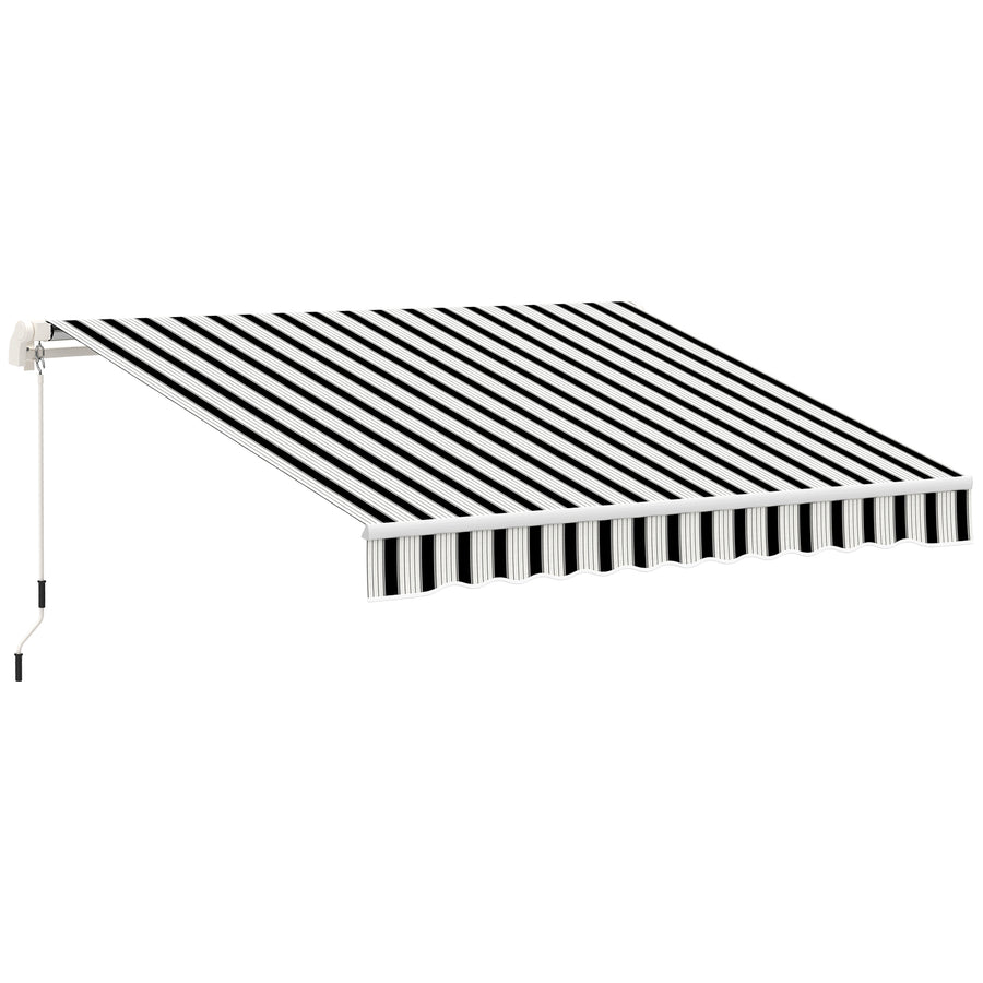 Käsikäyttöinen nivelvarsimarkiisi, 3,95 x 2,45 m, sininen/valkoinen