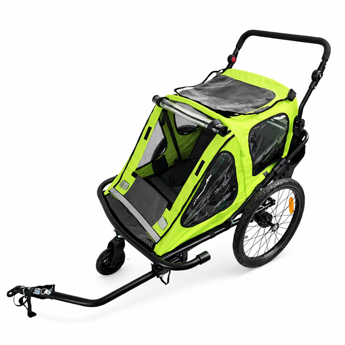 Pyöräkärry 1–2 lapselle – 2-in-1, 40 kg, 5-pistevaljaat