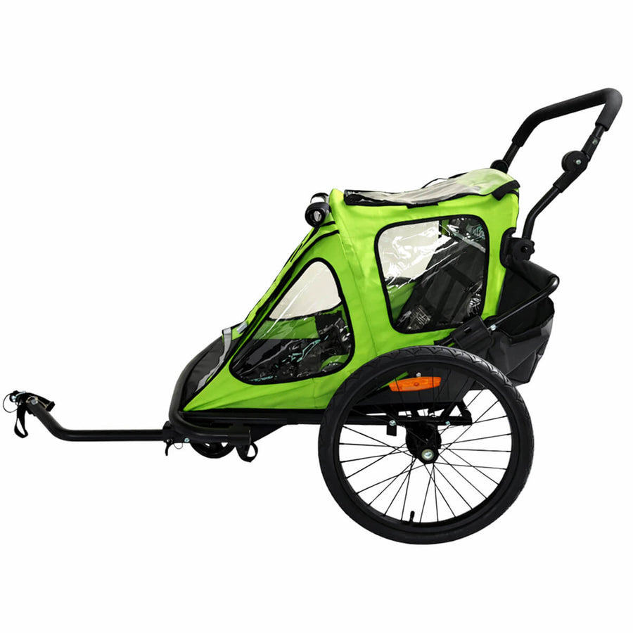 Cykelvagn för 1–2 barn – 2-i-1, 40 kg, 5-punktsbälte