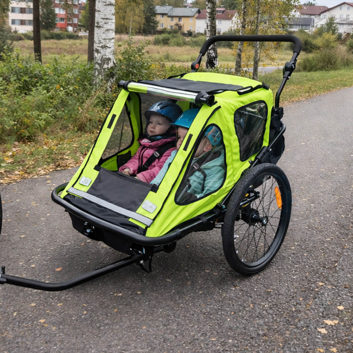 Pyöräkärry 1–2 lapselle – 2-in-1, 40 kg, 5-pistevaljaat