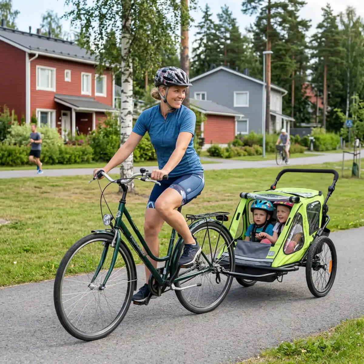 Cykelvagn för 1–2 barn – 2-i-1, 40 kg, 5-punktsbälte