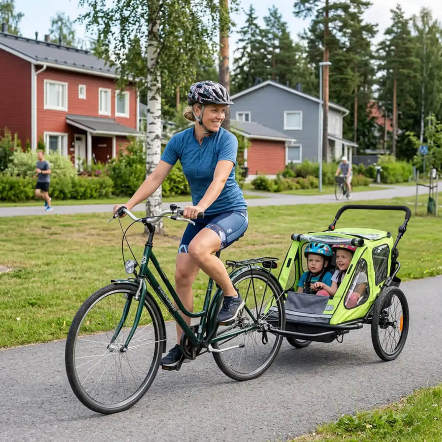 Cykelvagn för 1–2 barn – 2-i-1, 40 kg, 5-punktsbälte