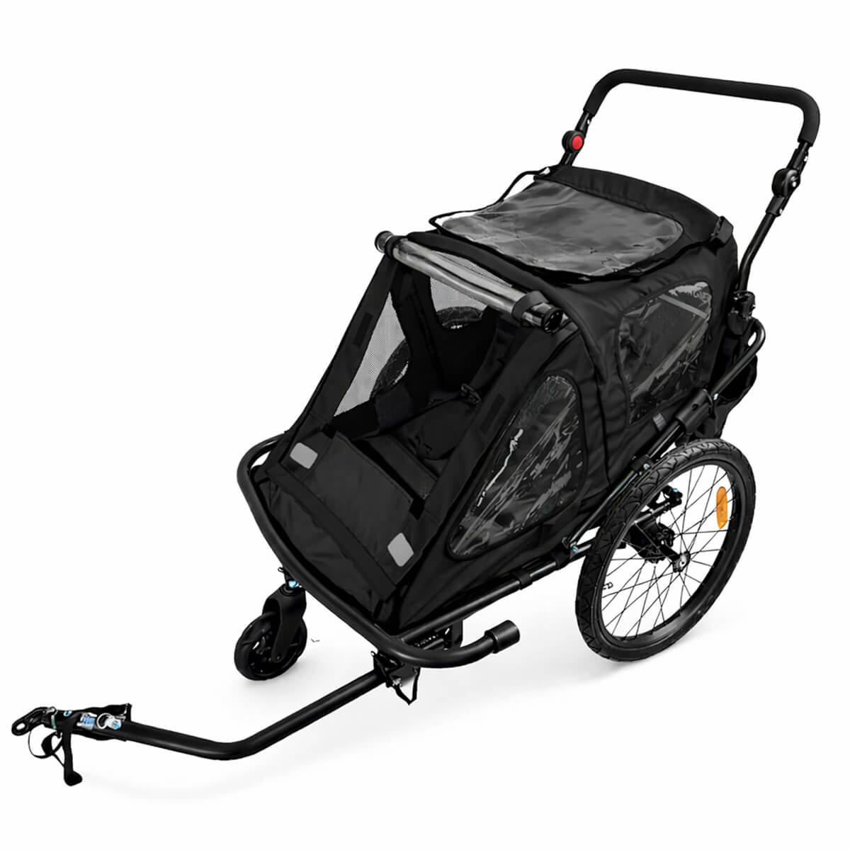 Cykelvagn för 1–2 barn – 2-i-1, 40 kg, 5-punktsbälte