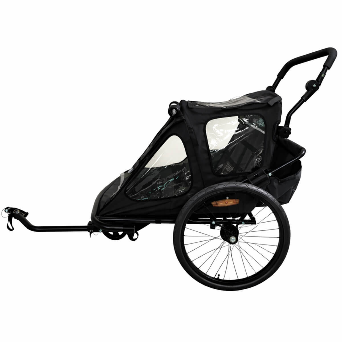 Pyöräkärry 1–2 lapselle – 2-in-1, 40 kg, 5-pistevaljaat