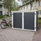 Cykelställ för 4 cyklar – 203 x 198 x 157 cm, låsbara dörrar, metallskjul