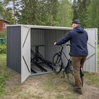 Cykelställ för 4 cyklar – 203 x 198 x 157 cm, låsbara dörrar, metallskjul