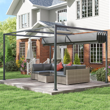 Pergola liukukatolla, 4 x 3 m, tummanharmaa