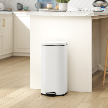 Keittiön poljinroskakori 30 l, pehmeä sulkeutuminen ja auki pysyvä kansi, sormenjälkiä hylkivä, kermanvalkoinen