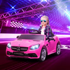 Lasten sähköauto Mercedes SLC 300, kaukosäädin, LED-valot ja musiikki, 3–6 v, pinkki