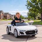 Lasten sähköauto Audi R8 Spyder, litiumakku, kaukosäädin, takajousitus, 3–6 v, valkoinen