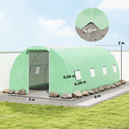Iso tunnelikasvihuone kahdeksalla verkkoikkunalla, 6 x 3 x 2 m, vihreä