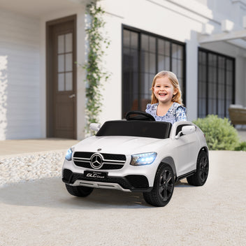 Lasten sähköauto Mercedes-Benz GLC Coupé 12V, kaukosäädin, LED ja musiikki, 3–6 v, valkoinen
