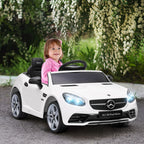 Lasten sähköauto Mercedes SLC 300, kaukosäädin, LED-valot ja musiikki, 3–6 v, valkoinen