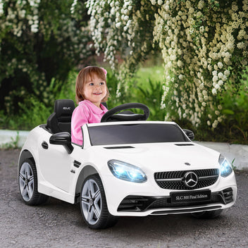 Lasten sähköauto Mercedes SLC 300, kaukosäädin, LED-valot ja musiikki, 3–6 v, valkoinen