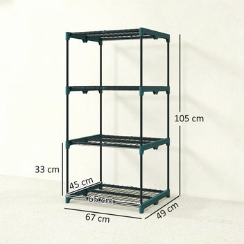 Neljätasoinen kukkahylly ritilätasoilla, 105 cm, tummanvihreä