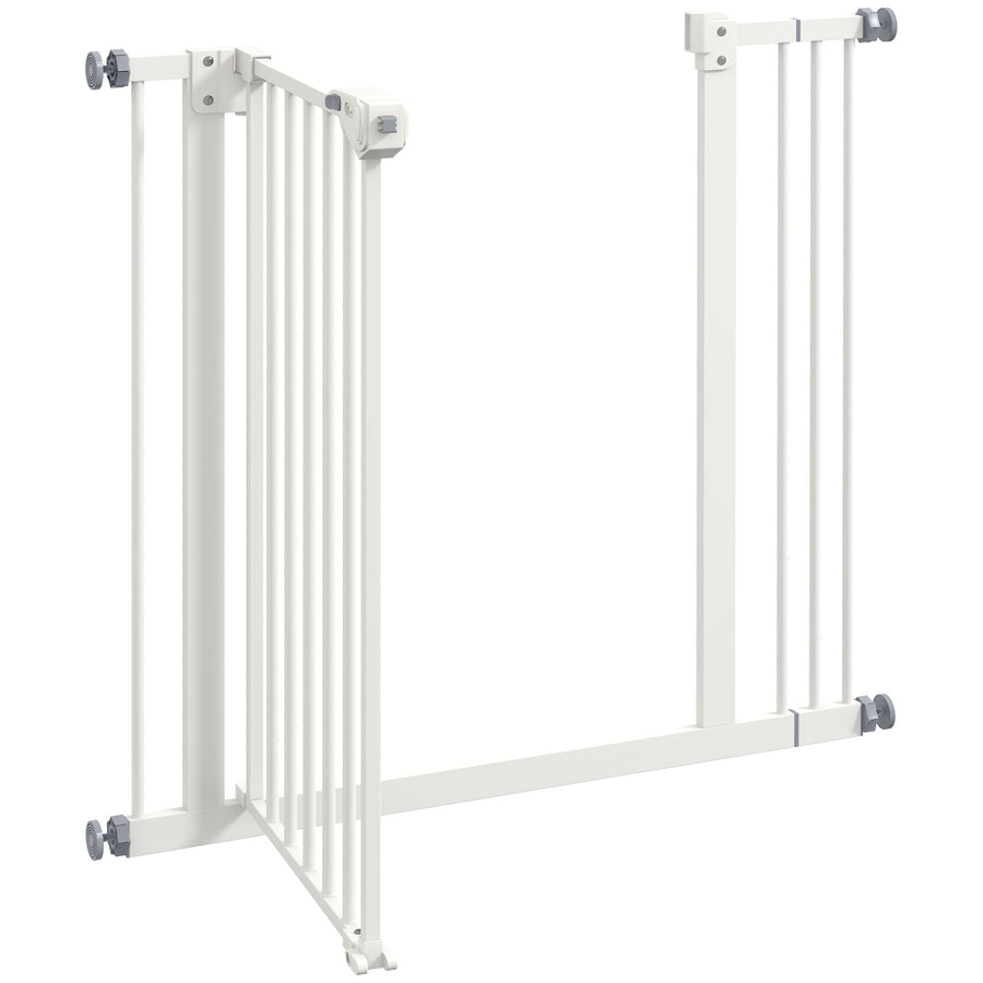 Koiraportti ilman porausta, automaattisesti sulkeutuva, leveys 74–87 cm, metalli, valkoinen