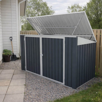 Roskakatos 3 jäteastialle 237 x 101 x 131 cm – teräslevy, avattava katto, tuuletus