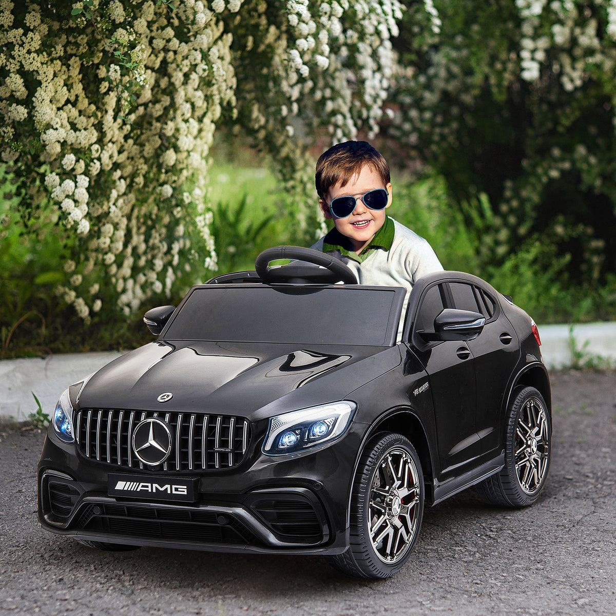 Lasten sähköauto Mercedes-AMG GLC63S Coupé 12V, kaukosäädin, kaksi moottoria, musta