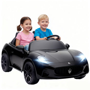 Lasten sähköauto Maserati kahdelle 12V, kaukosäädin, LED ja MP3, 3–8 km/h, musta