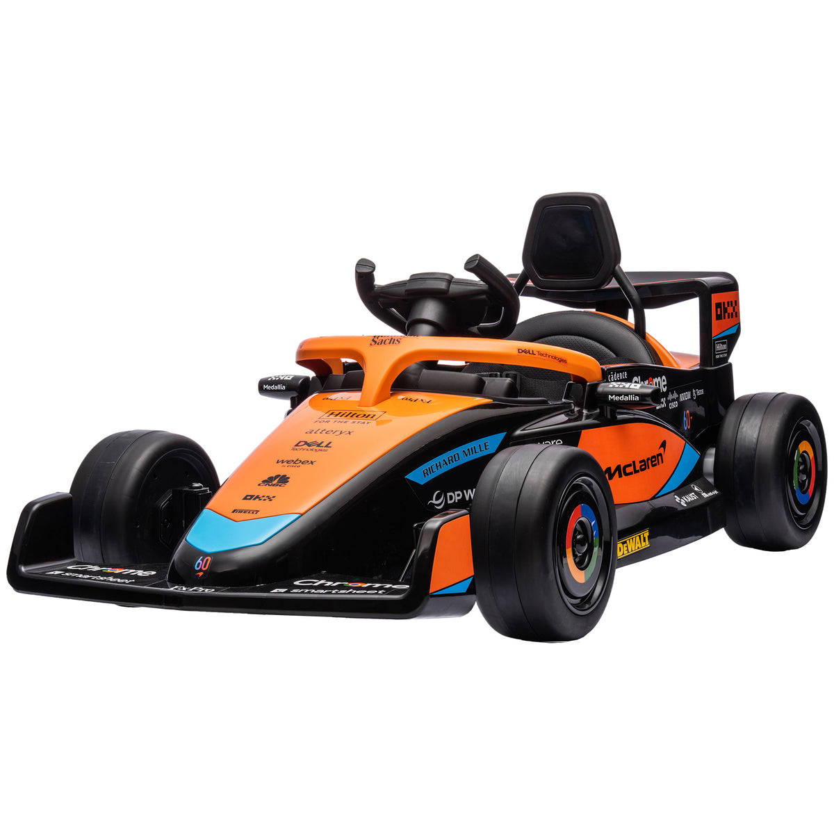 Lasten sähköauto McLaren Formula 1, 12V, kaukosäädin ja musiikki, 3–5 v, oranssi