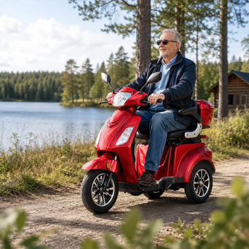 Senioriskootteri 1000 W, punainen – 45 km toimintasäde
