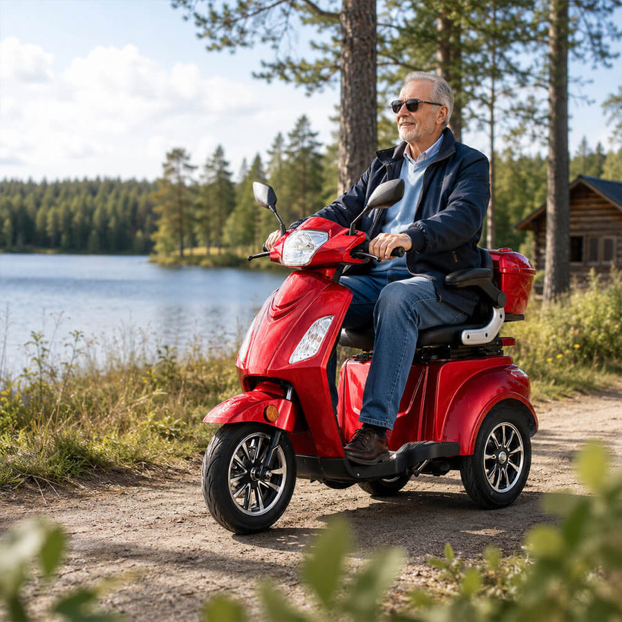 Senioriskootteri 1000 W, punainen – 45 km toimintasäde