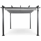 Pergola 3 x 3 m – skjutbart taktyg, aluminiumram, 250 g PU-tyg, grå