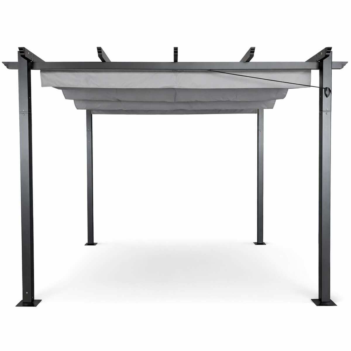 Lund & Leaf STRONG Pergola / Terrassöverdrag 3x3m, svart ram, grått överdrag