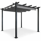 Pergola 3 x 3 m – skjutbart taktyg, aluminiumram, 250 g PU-tyg, grå