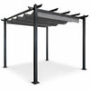 Pergola 3 x 3 m – skjutbart taktyg, aluminiumram, 250 g PU-tyg, grå