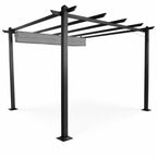 Pergola 3 x 3 m – skjutbart taktyg, aluminiumram, 250 g PU-tyg, grå